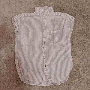 American eagle pink and white striped collared shirt